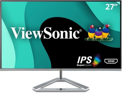 ViewSonic VX2776-SH Full HD IPS Monitor, 1920 x 1080 Pixels 27 inches Frameless Bezel, 75Hz, Flicker Free, View Mode, Dual HDMI, VGA, Audio Out Black